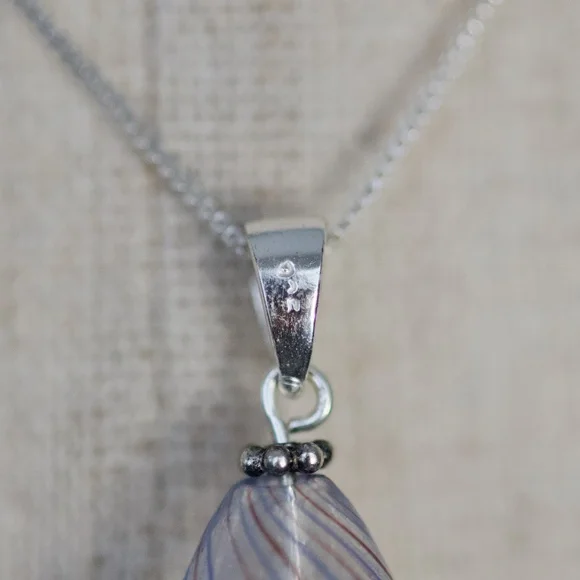 MWS 925 Italy Hand Made Glass Necklace and Earring Set - Picture 4 of 11